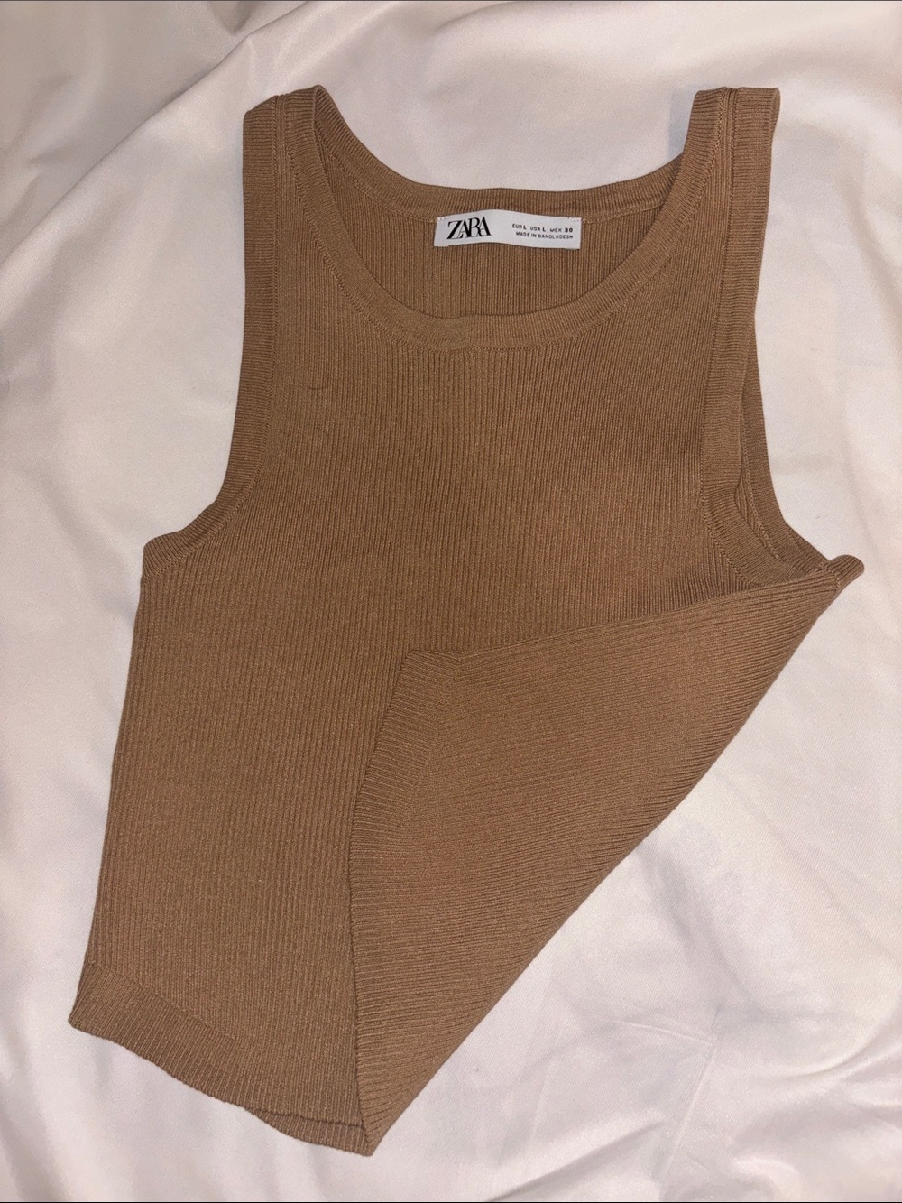 Zara Sleeveless Ribbed Tank in Camel
